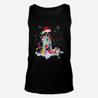 Boston Terrier Dog Santa Christmas Dog Lovers Xmas Lights Sweatshirt Unisex Tank Top | Crazezy DE