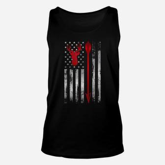 Bowhunter Gift Patriotic American Usa Flag Deer Bow Hunting Unisex Tank Top | Crazezy