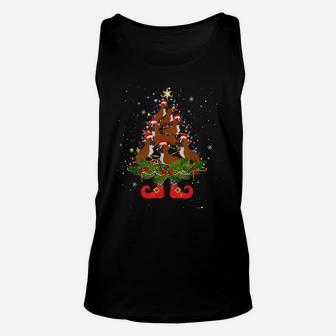 Boxer Christmas Tree Lights Funny Santa Hat Dog Lover Unisex Tank Top | Crazezy