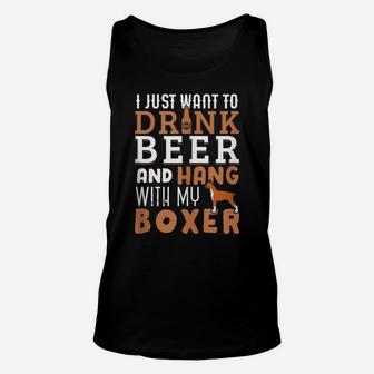 Boxer Dad T Shirt Funny Father's Day Dog Lover Gift Beer Unisex Tank Top | Crazezy AU