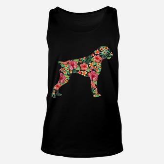 Boxer Flower Funny Dog Silhouette Floral Gifts Women Men Unisex Tank Top | Crazezy