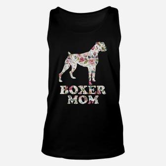 Boxer Mom Funny Dog Mom, Dog Lovers Dog Dad Flower Graphic Unisex Tank Top | Crazezy
