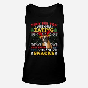 Boxer Ugly Xmas Sweatshirt They See You're Eating Sweatshirt Unisex Tank Top | Crazezy UK