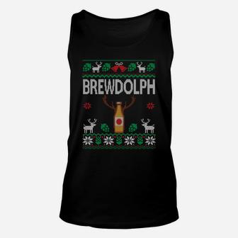 Brewdolph Ugly Christmas Beer Lover Craft Beer Brewer Sweatshirt Unisex Tank Top | Crazezy