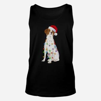 Brittany Spaniel Christmas Lights Xmas Dog Lover Unisex Tank Top | Crazezy