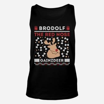 Brodolf Rudolf Workout Gym Funny Ugly Christmas Sweatshirt Sweatshirt Unisex Tank Top | Crazezy UK