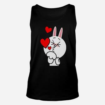 Brown Bear Cony Bunny Rabbit Kisses For You Valentines Unisex Tank Top - Monsterry CA