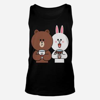 Brown Bear Cony Bunny Rabbit Thirsting For Love Valentines Unisex Tank Top - Monsterry CA
