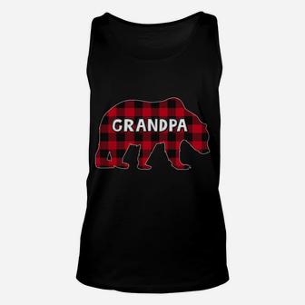 Buffalo Plaid Bear Christmas Pajama Matching Family Grandpa Unisex Tank Top | Crazezy DE