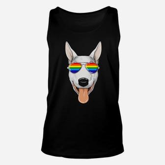 Bull Terrier Gay Pride Flag Lgbt Rainbow Sunglasses Unisex Tank Top - Monsterry