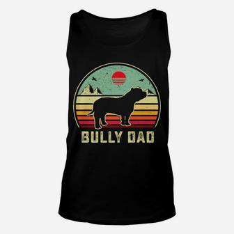 Bully Or Pitbull Dog Owner Daddy- Dad Retro Sunset Unisex Tank Top | Crazezy DE