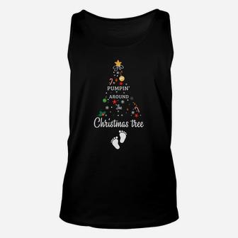 Bumping Around Christmas Tree Pregnancy Announcement Gift Unisex Tank Top | Crazezy UK