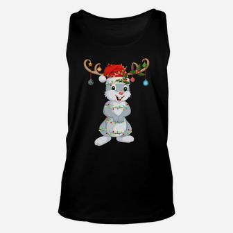 Bunnies Rabbits Xmas Gift Reindeer Santa Hat Bunny Christmas Sweatshirt Unisex Tank Top | Crazezy