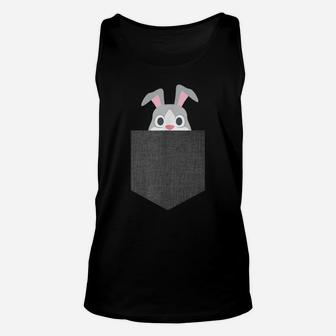 Bunny Rabbit Pocket Patch Easter Bunny T Shirt Unisex Tank Top | Crazezy