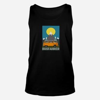 Busfahrer Berge Sonnenuntergang Unisex TankTop, Kreatives Design für Busliebhaber - Seseable