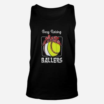 Busy Raising Ballers Softball Unisex Tank Top | Crazezy