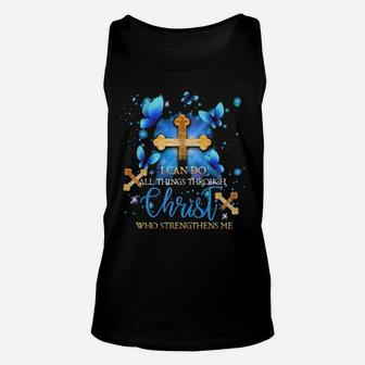 Butterflies I Can Do All Things Through Christ Who Strengthens Me Graphic Unisex Tank Top - Monsterry AU