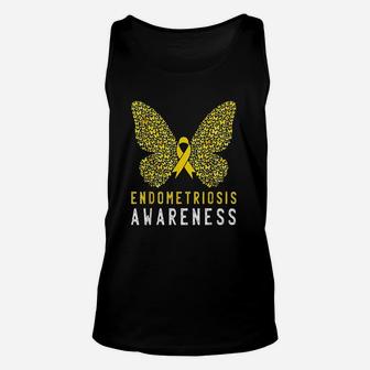 Butterfly Endometriosis Awareness Month Endo Support Ribbon Unisex Tank Top | Crazezy