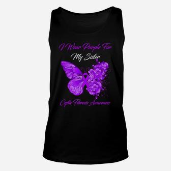 Butterfly I Wear Purple For My Sister Cystic Fibrosis Unisex Tank Top | Crazezy