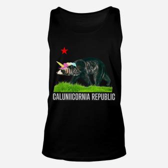 Calunicornia Republic Funny California Flag Unicorn Unisex Tank Top | Crazezy