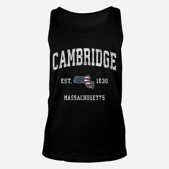 Cambridge Massachusetts Ma Vintage American Flag Design Unisex Tank Top | Crazezy