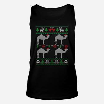 Camels Wearing Santa Hats Funny Egypt Ugly Christmas Sweatshirt Unisex Tank Top | Crazezy UK