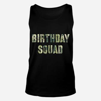 Camouflage Theme Birthday Party Squad Military Hunting Blue Unisex Tank Top | Crazezy