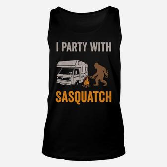 Camping Party With Sasquash Ourdoor Rv Adventure Unisex Tank Top - Monsterry