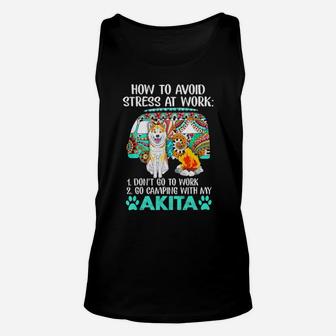 Camping With Akita To Avoid Stress Unisex Tank Top - Monsterry