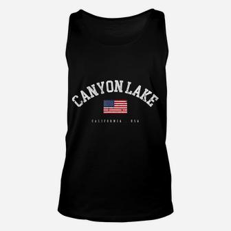 Canyon Lake Ca Retro American Flag Usa City Name Unisex Tank Top | Crazezy UK