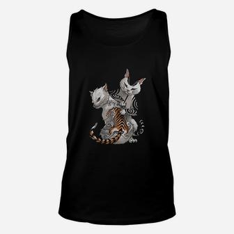Cat Artist With Traditional Japanese Tattoo Unisex Tank Top | Crazezy DE