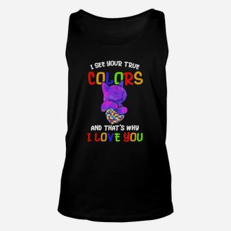 Cat Hug Heart Autism I See Your True Colors And That's Why Love You Unisex Tank Top - Monsterry