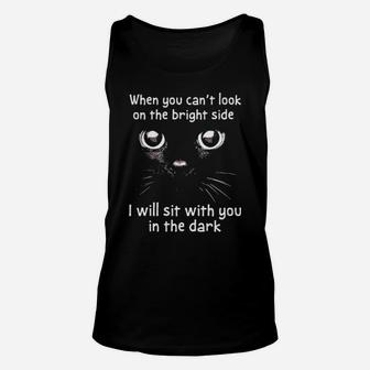 Cat I Will Sit With You In The Dark Unisex Tank Top - Monsterry UK