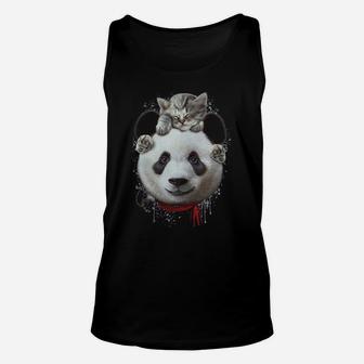 Cat On Panda Shirt Unisex Tank Top - Thegiftio UK
