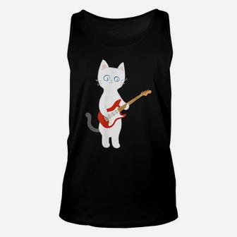 Cat Playing Electric Guitar Unisex Tank Top | Crazezy AU
