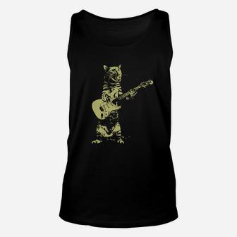 Cat Playing Guitar Guitar Love Gift Unisex Tank Top - Thegiftio UK