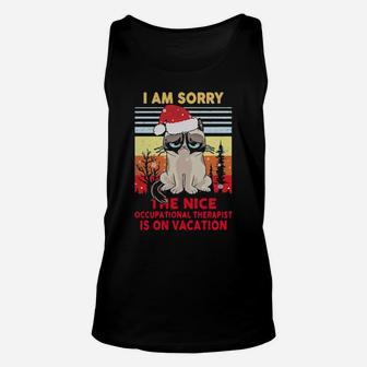 Cat Santa I Am Sorry The Nice Occupational Therapist Is On Vacation Vintage Unisex Tank Top - Monsterry