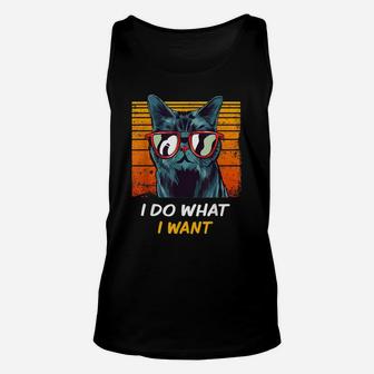 Cat Tshirt Men Women Funny I Do What I Want Retro Clothes Unisex Tank Top | Crazezy DE
