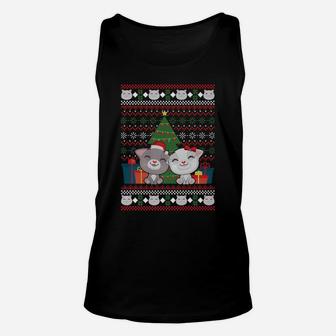 Cat Ugly Christmas Funny Holiday Kitten Family Xmas Gift Unisex Tank Top | Crazezy AU