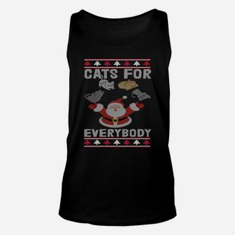 Cats For Everybody Christmas Ugly Sweater Funny Cat Lover Sweatshirt Unisex Tank Top | Crazezy DE