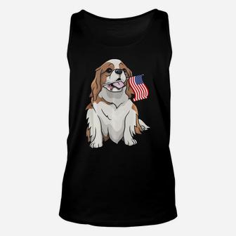 Cavalier King Charles Spaniel Usa Flag 4Th Of July Unisex Tank Top - Monsterry