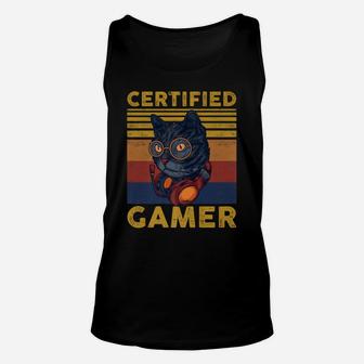 Certified Gamer Retro Funny Video Game Shirts Vintage Gaming Unisex Tank Top | Crazezy