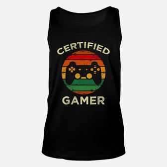 Certified Gamer Retro Funny Video Games Gaming Gifts Unisex Tank Top | Crazezy