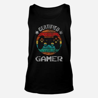Certified Gamer Retro Funny Video Games Gaming Vintage Gift Unisex Tank Top | Crazezy CA