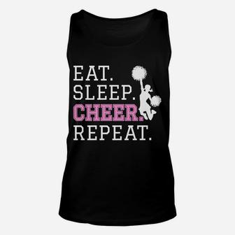 Cheerleading - Eat Sleep Cheer Repeat - Cheerleader Unisex Tank Top | Crazezy CA