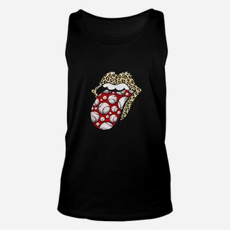 Cheetah Print Lips With Red White Baseball Tongue Unisex Tank Top - Thegiftio