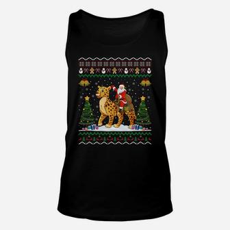 Cheetah Ugly Xmas Gift Santa Riding Cheetah Christmas Sweatshirt Unisex Tank Top | Crazezy