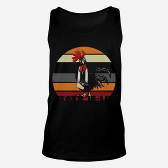 Chicken Why Y'all Trying To Test The Jesus In Me Vintage Sunset Unisex Tank Top - Monsterry