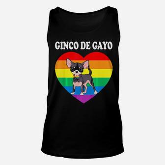 Chihuahua Dog Rainbow Heart Cinco De Gayo Gay Lgbt Pride Unisex Tank Top - Monsterry