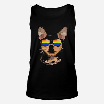 Chihuahua Face Rainbow Sunglasses Gay Pride Lgbt Gift Unisex Tank Top - Monsterry